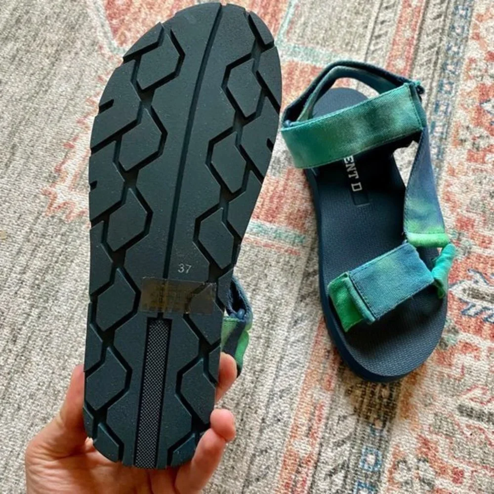 NIB Anthropologie Silent D Morgan Sport Womens Sandals Blue Green Tie-Dye 37